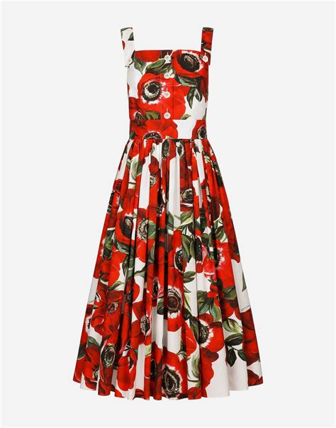 Cotton sun dress with anemone print .